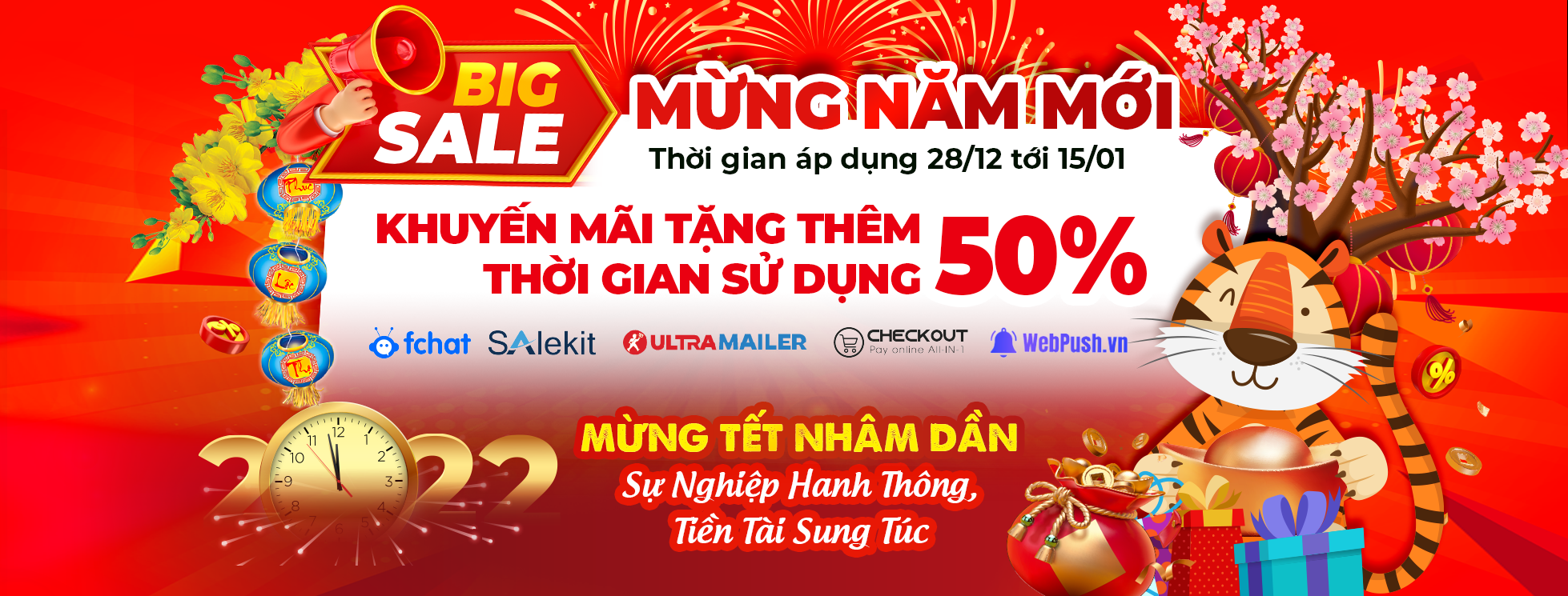 BIG SALE MỪNG NĂM MỚI || TẶNG THÊM 50% THỜI GIAN SỬ DỤNG || TỪ 28/12 - 15/01