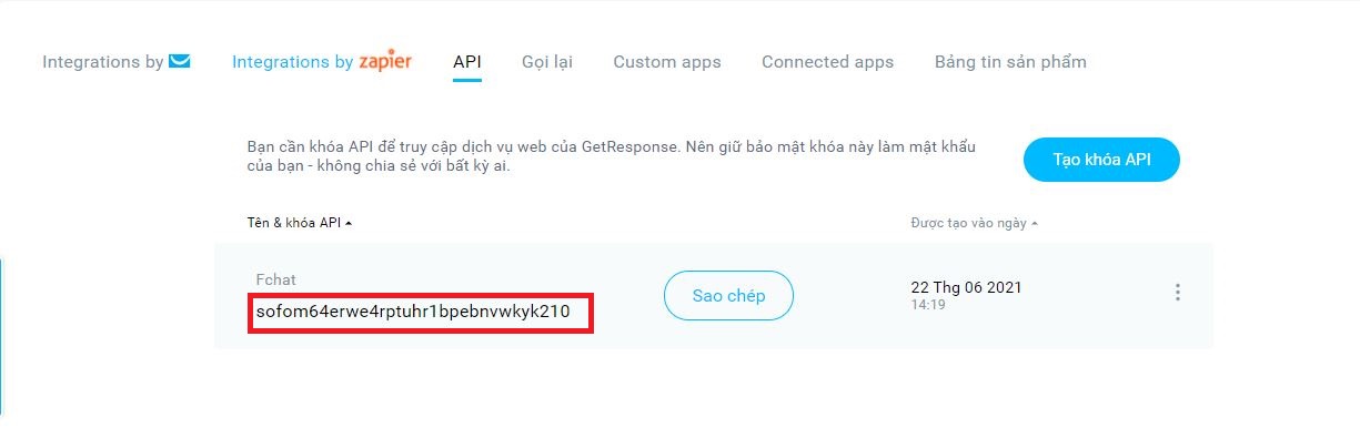 connect fchat to getresponse
