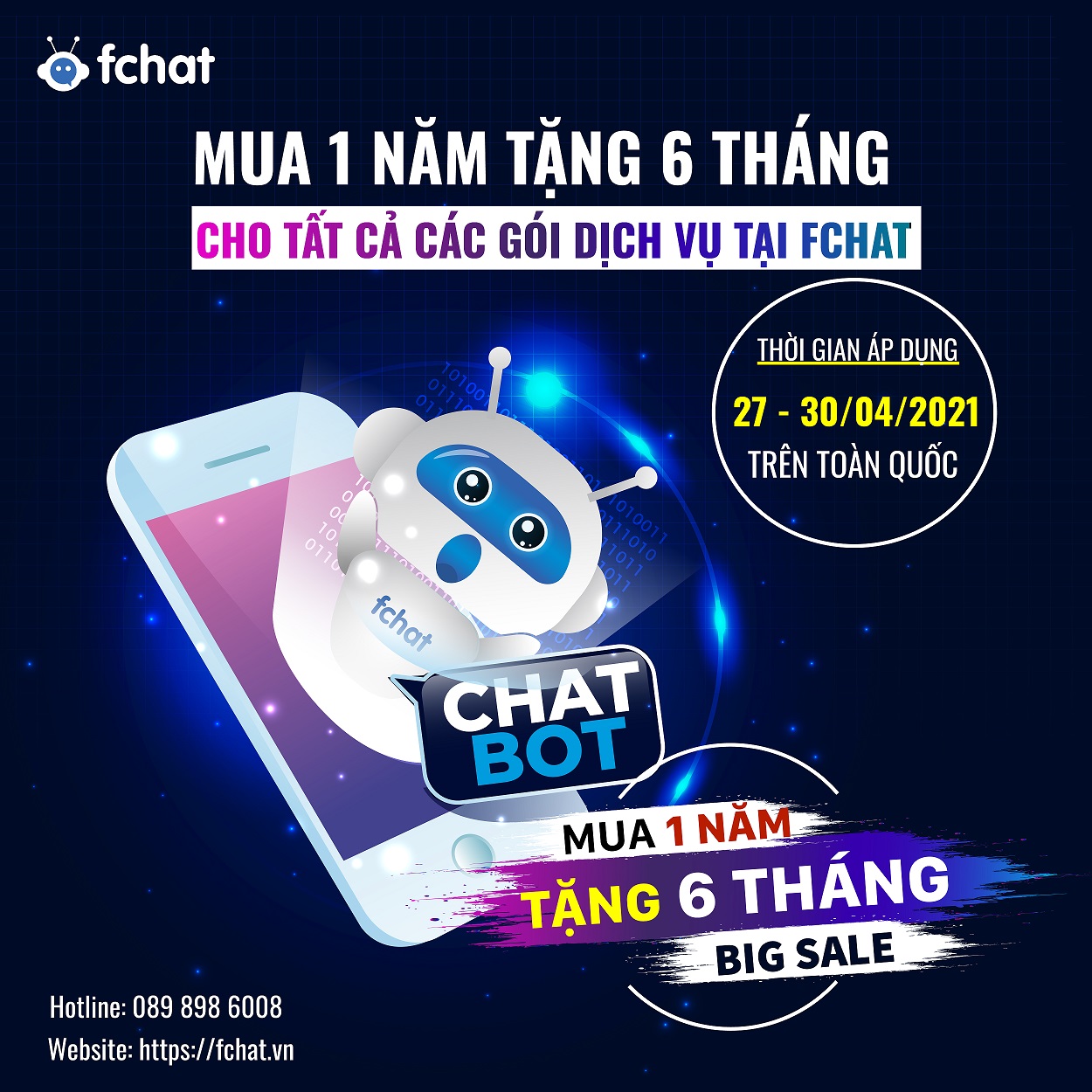 [BIG SALE 30/4] MUA 1 NĂM TẶNG 6 THÁNG cho tất cả các gói dịch vụ tại Fchat