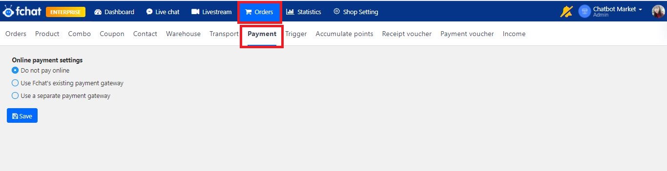 online payment settings