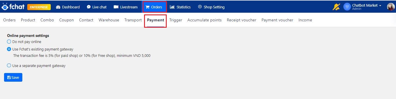 online payment settings