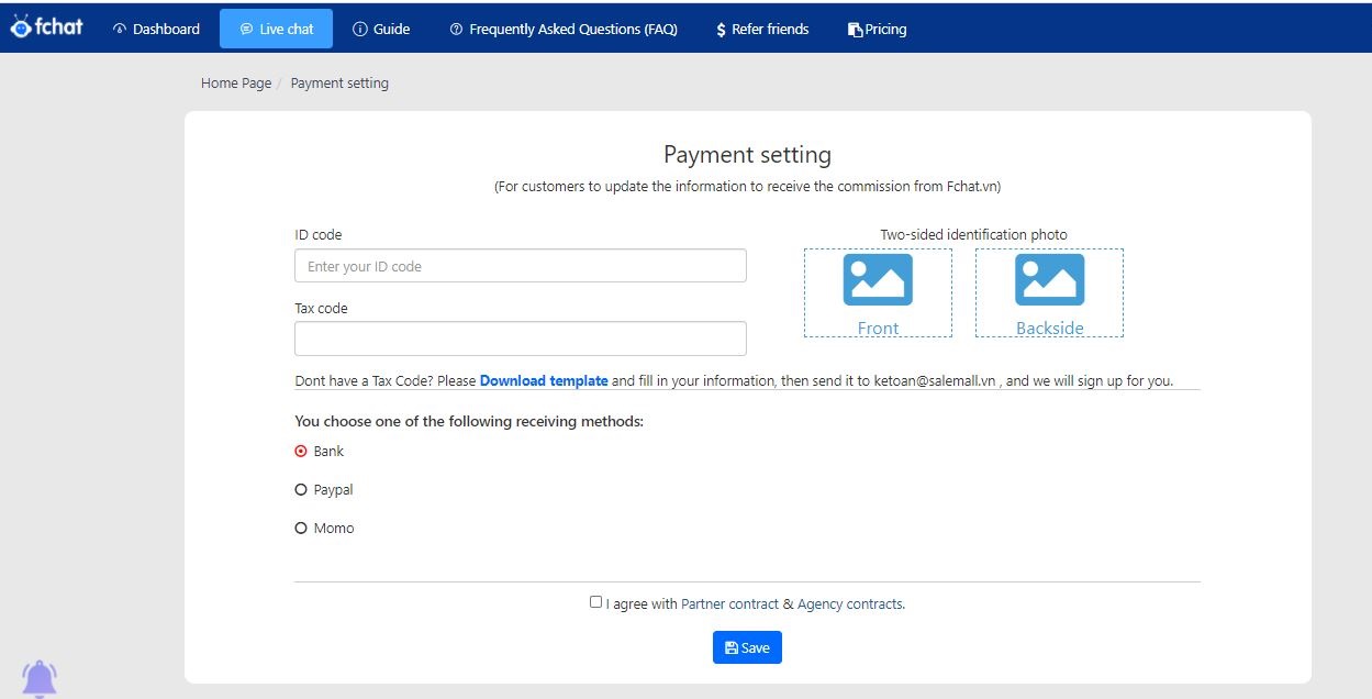 online payment settings