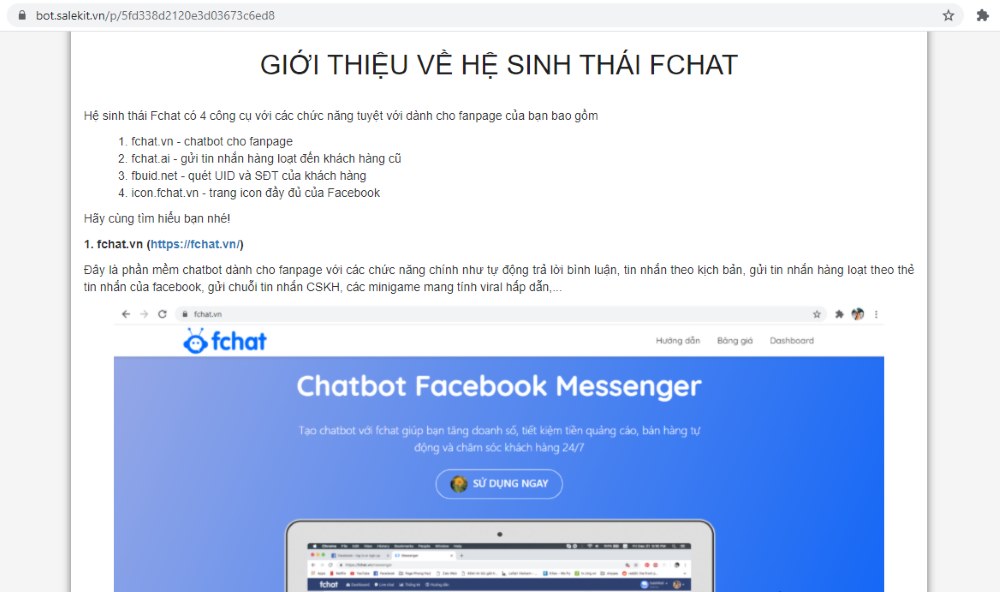 Phần mềm chatbot tiếng Việt Fchat 