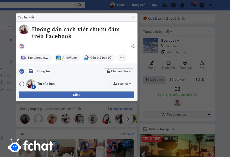 Hướng dẫn cách viết chữ in đậm trên Facebook 2024