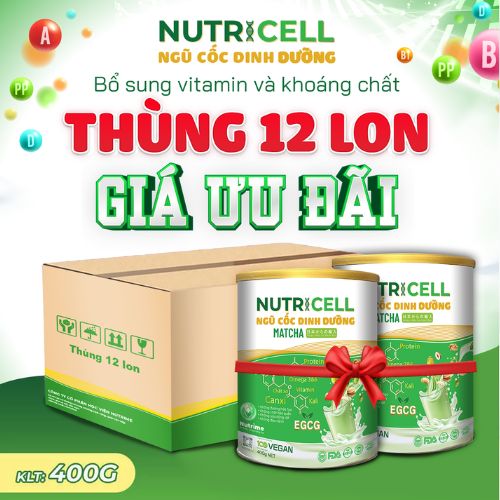 [COMBO 12 Lon] sữa hạt ngũ cốc dinh dưỡng NutriCell Matcha nhập khẩu từ Nhật bản