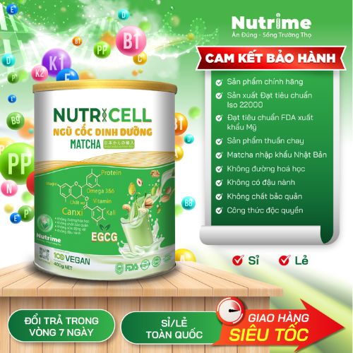 [COMBO 2 Lon] sữa hạt ngũ cốc dinh dưỡng NutriCell Matcha nhập khẩu từ Nhật bản