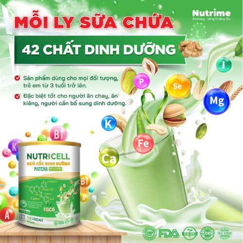 [COMBO 6 Lon] sữa hạt ngũ cốc dinh dưỡng NutriCell Matcha nhập khẩu từ Nhật bản