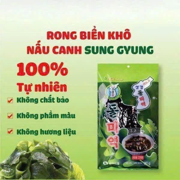 Rong biển khô Sung Gyung, đóng gói 80g/bịch 