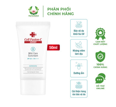  Cell Fusion C Expert – Kem chống nắng vật lý, tăng cường hàng rào bảo vệ da Mild Care Suncream SPF 5
