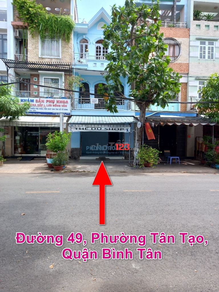 Cho thuê nhà mặt tiền đường 49, Bình Tân, DT 225m2, 4 tầng, 4PN, giá 20 triệu