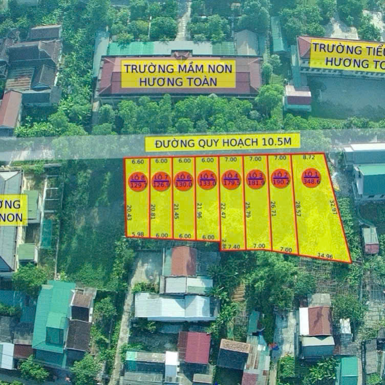  126,9 m² ngang 6m  đất thôn Giáp Trung, kqh Hương Toàn, Hương Trà, Huế chỉ 1 tỉ 350 triệu