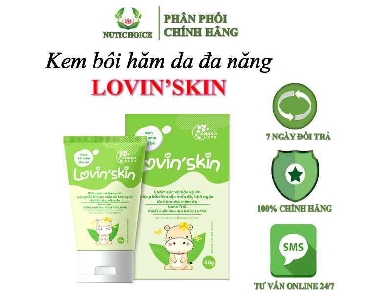 Kem hăm da đa năng Lovin'skin dưỡng ẩm làm dịu da giảm rôm sẩy mẩn ngứa,tái tạo liền sẹo bảo vệ da, an toàn cho mẹ và bé