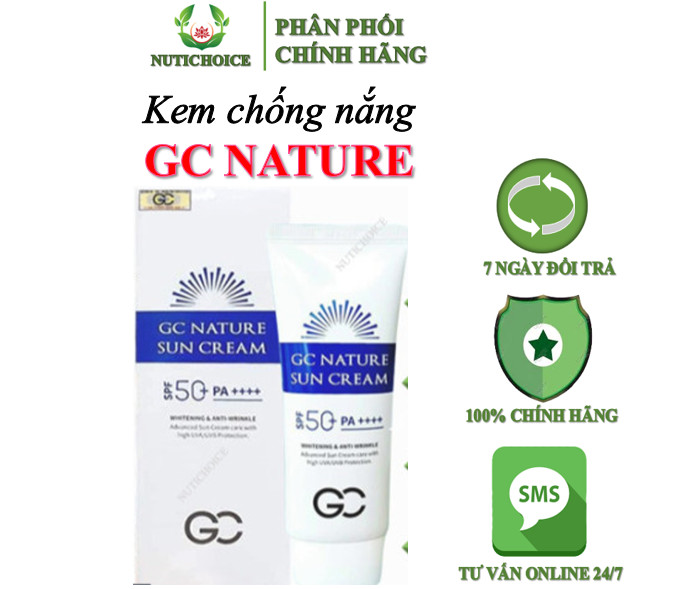  Kem chống nắng kềm dầu, nâng tông GC Nature Sun Cream SPF 50+ PA++++ Hàn Quốc