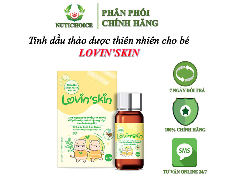 Tinh dầu thảo dược organic cho bé Lovin'skin ngừa muỗi côn trùng cắn, giảm ngứa sưng hăm chàm rôm sẩy, làm ấm cơ thể