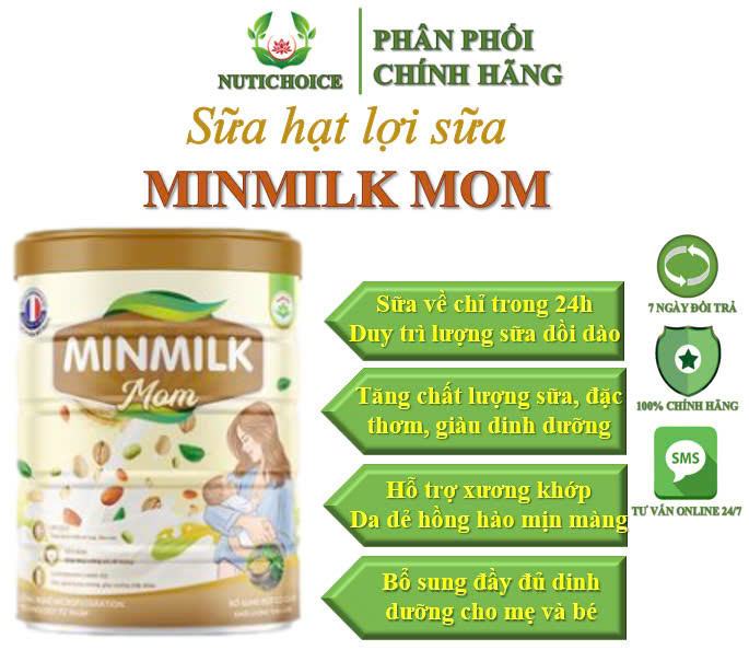 Sữa hạt ngũ cốc lợi sữa cao cấp hữu cơ Minmilk Mom gọi sữa trong 24h, tăng chất lượng sữa, bổ sung canxi và dinh dưỡng