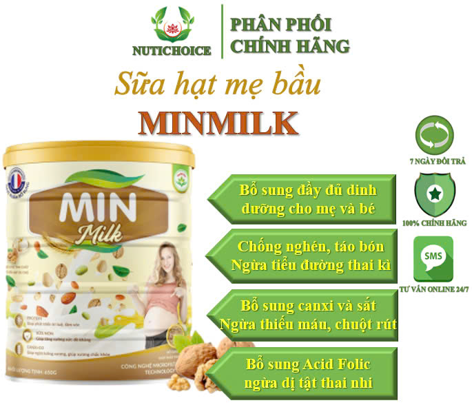 Sữa hạt ngũ cốc cao cấp cho mẹ bầu Minmilk bổ sung dinh dưỡng, ngừa táo bón và tiểu đường thai kỳ, chống dị tật thai nhi