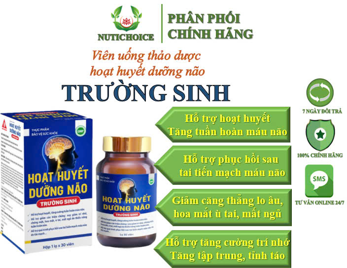 Viên uống thảo dược hoạt huyết dưỡng não Trường Sinh bổ não tăng cường trí nhớ, giảm mất ngủ ngừa tai biến - Hộp 30 viên