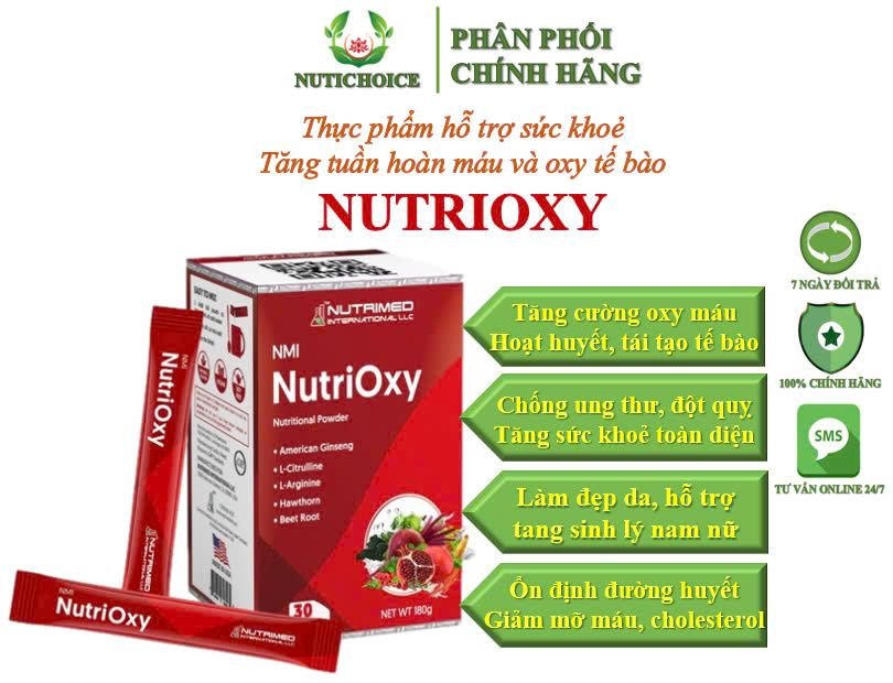  Thực phẩm tăng tuần hoàn máu và oxy, tái tạo tế bào NMI NutriOxy tăng cường sức khoẻ, chống lão hoá ngừa ung thư đột quỵ