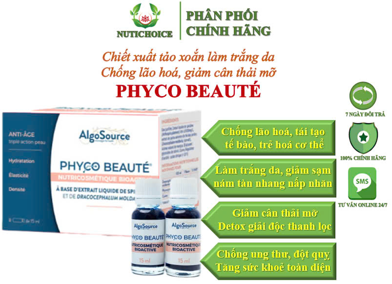  Chiết xuất tảo xoắn Spirulina hỗ trợ làm đẹp và giảm cân Phyco Beaute chống lão hoá,detox thải mỡ,trẻ hoá tái tạo tế bào