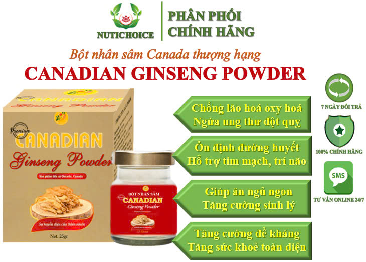  Bột Nhân Sâm Canada 5 năm tuổi cao cấp Canadian Ginseng Powder Premium (Tây dương sâm,sâm Bắc Mỹ,sâm Hoa Kỳ) - Hộp 25gr