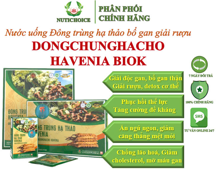  Nước uống Đông trùng hạ thảo bổ gan giải rượu Dongchunghacho Hovenia Biok tăng cường sức khoẻ, giảm mỡ máu, detox cơ thể