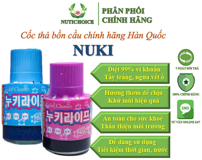  Cốc thả bồn cầu chính hãng Hàn Quốc Nuki diệt khuẩn khử mùi thơm lâu, tẩy trắng ngừa vết ố, 380g tương đương 2000 lần xả