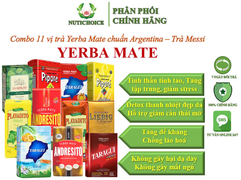 Full 11 vị trà thảo mộc Yerba Mate chuẩn Argentia - Trà Messi - Gói 500g (Chi tiết từng loại xem tại Mô tả sản phẩm)