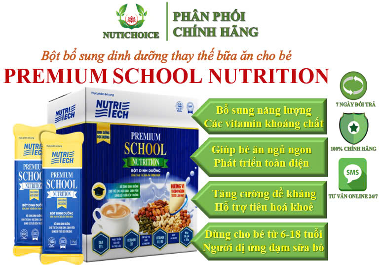 Sữa hạt thực dưỡng thuần chay không đường bổ sung dinh dưỡng thay thế bữa ăn cho trẻ 6-18 tuổi Premium School Nutrition