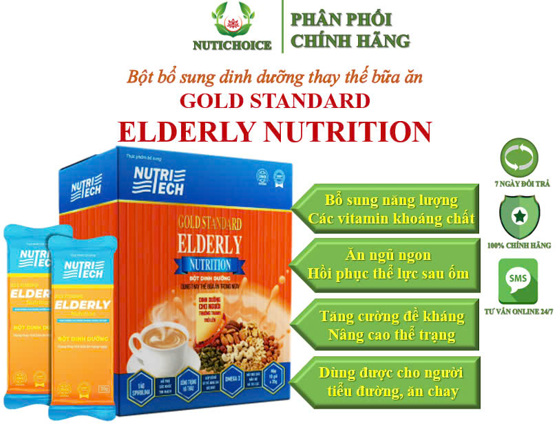 Sữa hạt thực dưỡng không đường bổ sung dinh dưỡng thay thế bữa ăn NutriTech Gold Standard Elderly Nutrition 10 góix35gr