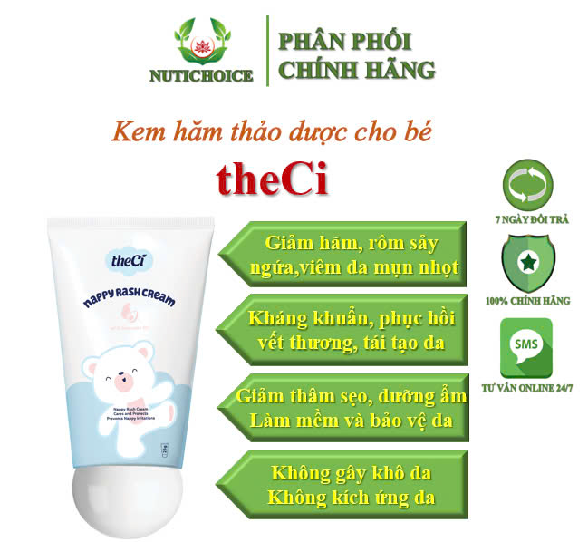 Kem hăm thảo dược bé theCi dưỡng ẩm làm dịu da giảm rôm sẩy mẩn ngứa mụn nhọt,tái tạo liền sẹo giảm thâm bảo vệ da - 25g