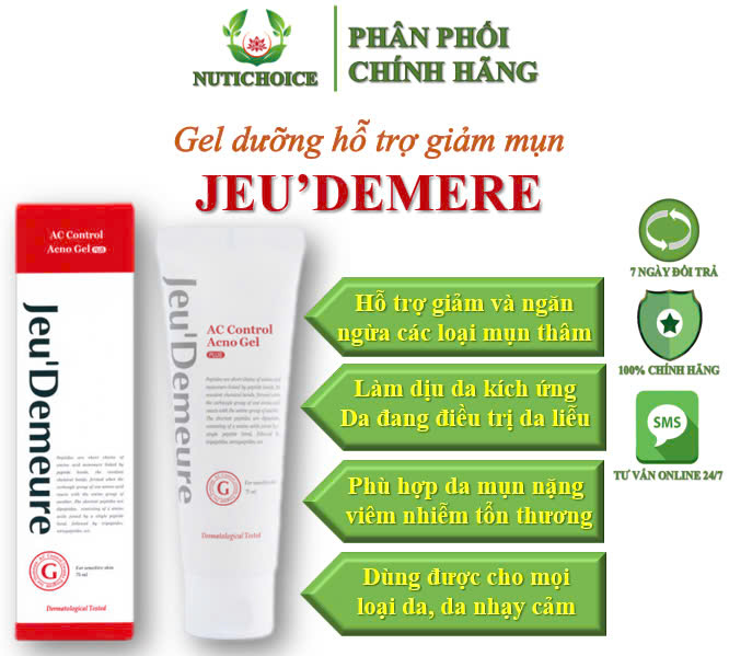 Gel dưỡng hỗ trợ giảm mụn Jeu'demeure AC Control Acno ngừa mụn thâm,dịu da giảm kích ứng phù hợp mọi loại da - Tuýp 75ml