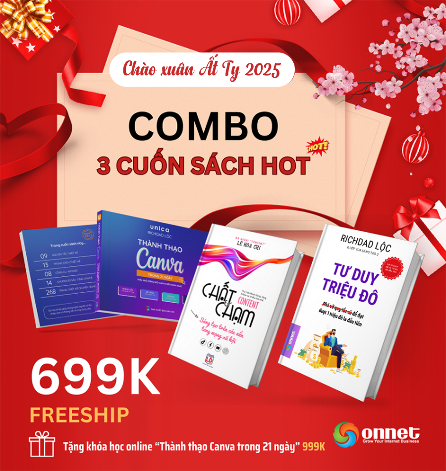 Bộ Combo 3 cuốn sách Canva + Content + Tư Duy Triệu Đô