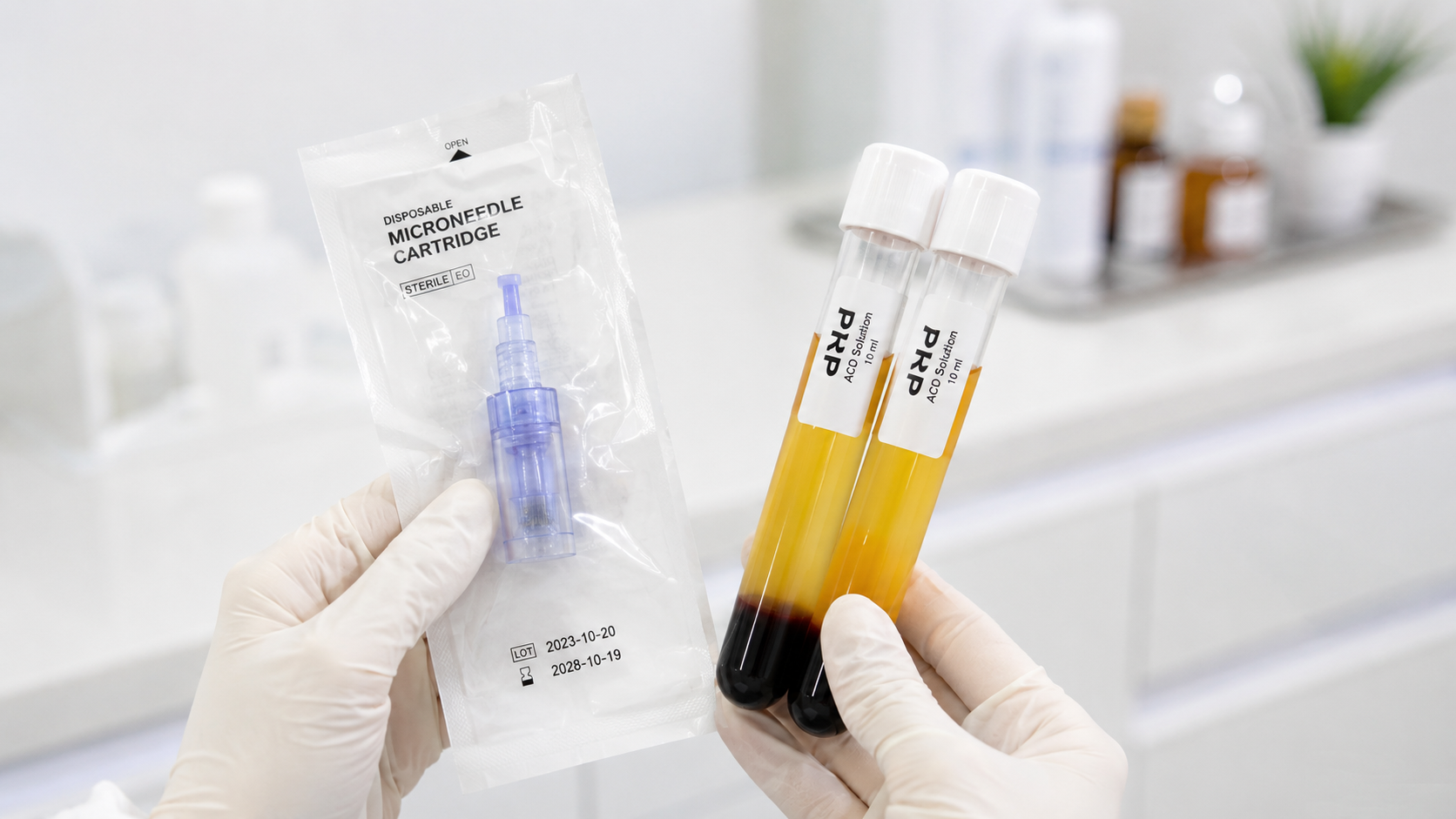 Huyết tương gi&agrave;u tiểu cầu PRP chiết xuất từ m&aacute;u tự th&acirc;n v&agrave; đầu lăn kim v&ocirc; khuẩn d&ugrave;ng một lần cho vampire facial