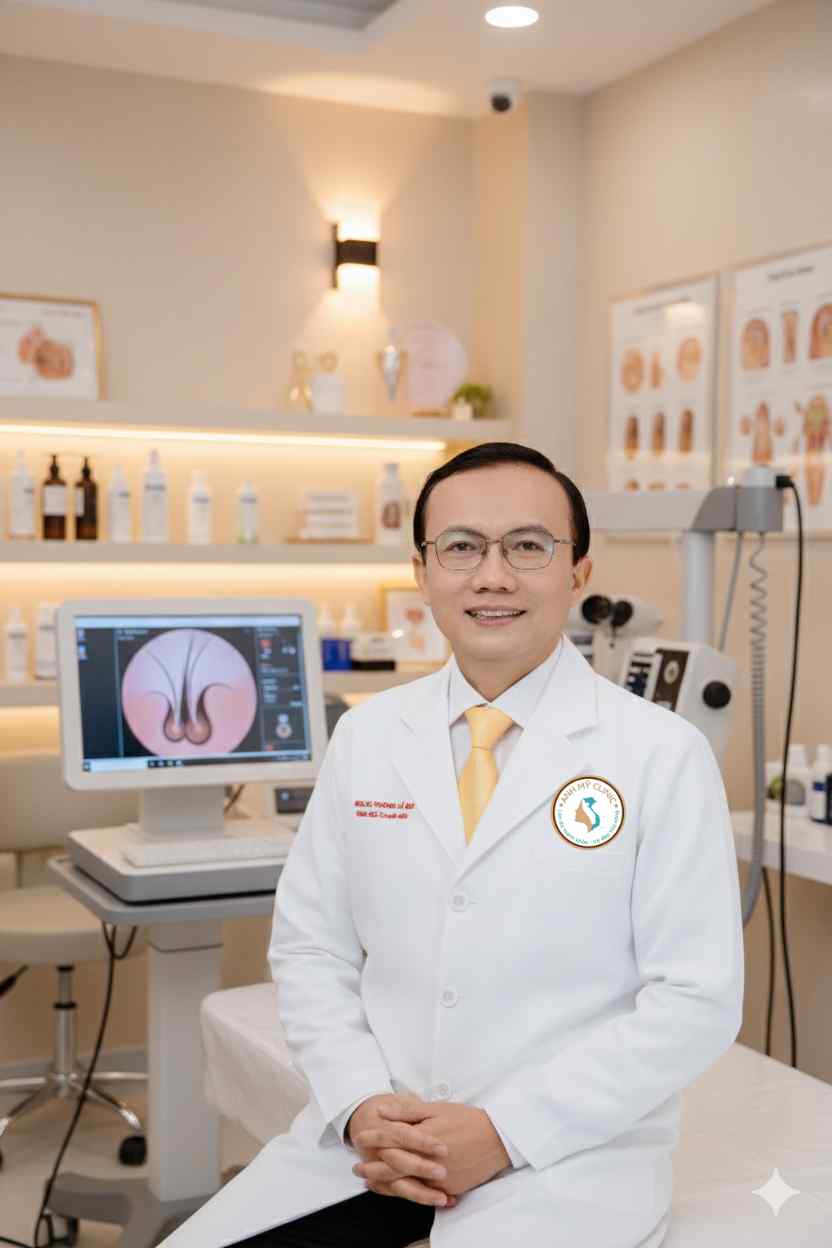 Ch&acirc;n dung B&aacute;c sĩ Trương L&ecirc; Đạo &ndash; chuy&ecirc;n khoa II Da liễu, Gi&aacute;m đốc chuy&ecirc;n m&ocirc;n Ph&ograve;ng Kh&aacute;m Da Liễu Anh Mỹ tại TP.HCM