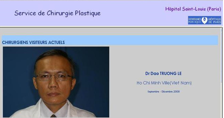 Bs Trương L&ecirc; Đạo thực tập tại Khoa Phẫu Thuật Tạo H&igrave;nh, Bệnh viện Saint-Louis, Paris, 2008