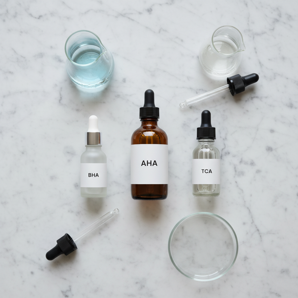 C&aacute;c loại acid phổ biến trong peel da h&oacute;a học v&agrave; c&ocirc;ng dụng ch&iacute;nh.