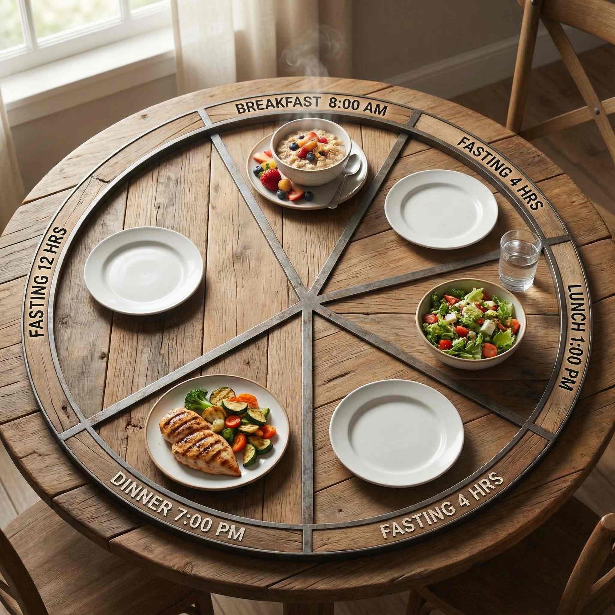 Sơ đồ đồng hồ hiển thị c&aacute;c khoảng nghỉ 4 giờ v&agrave; 12 giờ của ph&aacute;c đồ 4-4-12.