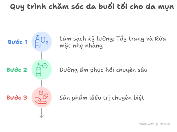 cham-soc-da-buoi-toi-cho-da-mun.png Quy trình chăm sóc da buổi tối cho da mụn