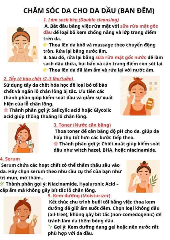Chăm s&oacute;c cho da dầu ban đ&ecirc;m