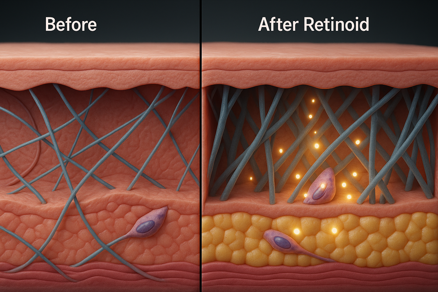 Cơ chế Retinoids gi&uacute;p tăng sinh collagen cho l&agrave;n da
