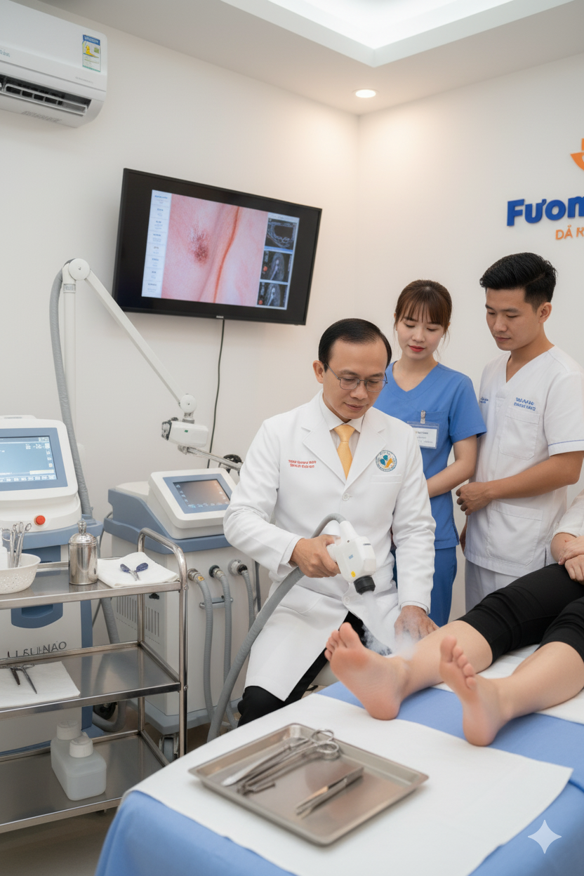 H&igrave;nh ảnh dịch vụ điều trị mụn c&oacute;c bằng c&ocirc;ng nghệ laser v&agrave; &aacute;p lạnh tại Ph&ograve;ng Kh&aacute;m Da Liễu Anh Mỹ