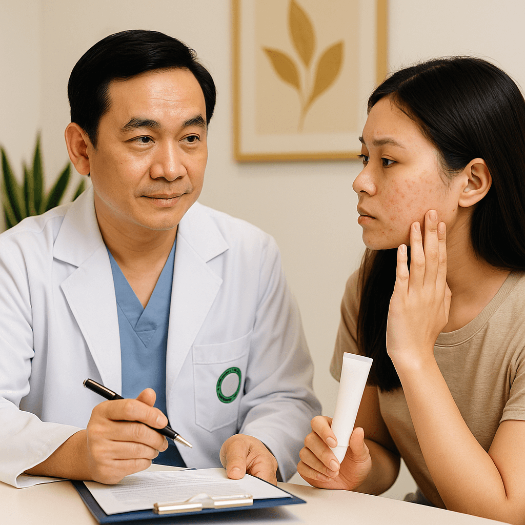 B&aacute;c sĩ Anh Mỹ Clinic tư vấn da dầu mụn