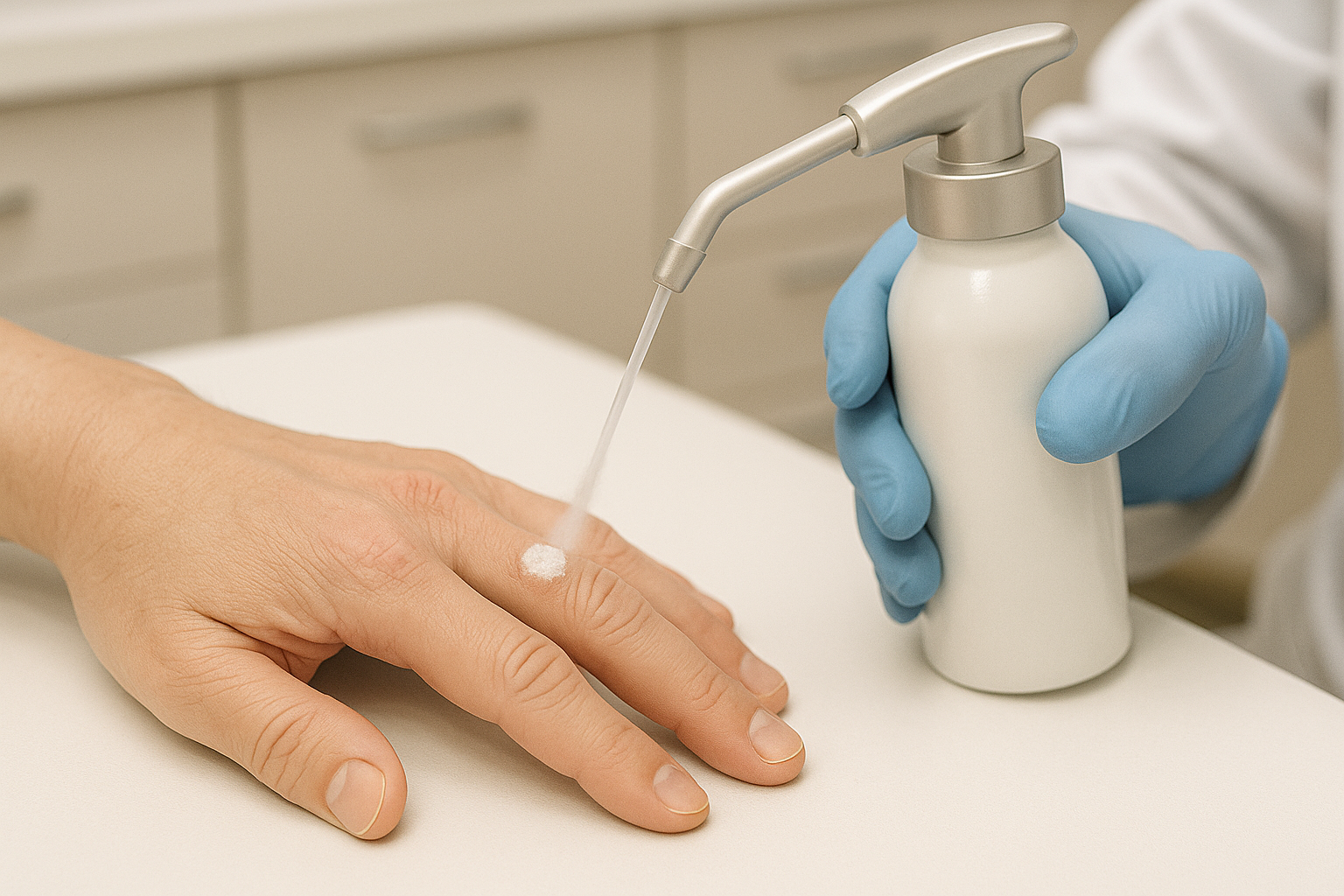 B&aacute;c sĩ da liễu điều trị mụn c&oacute;c ở người lớn bằng &aacute;p lạnh nitơ lỏng