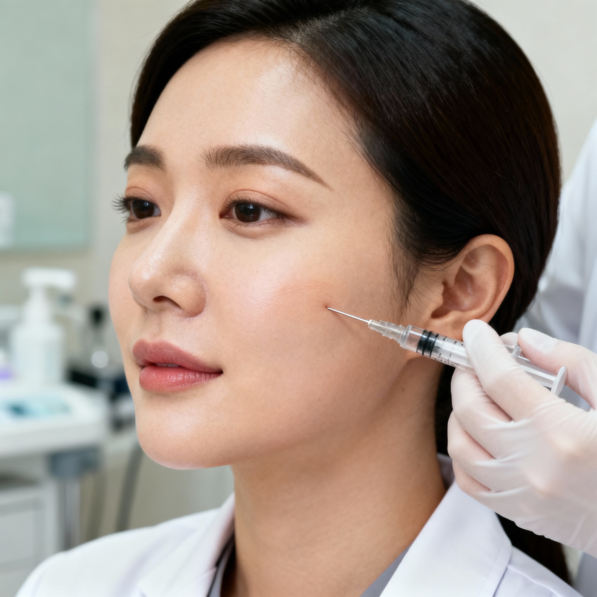 filler-tre-hoa-tao-dang-anhmy.jpg Khách hàng được tiêm filler Hyaluronic Acid để tái tạo đường nét gương mặt tại Anh Mỹ Clinic