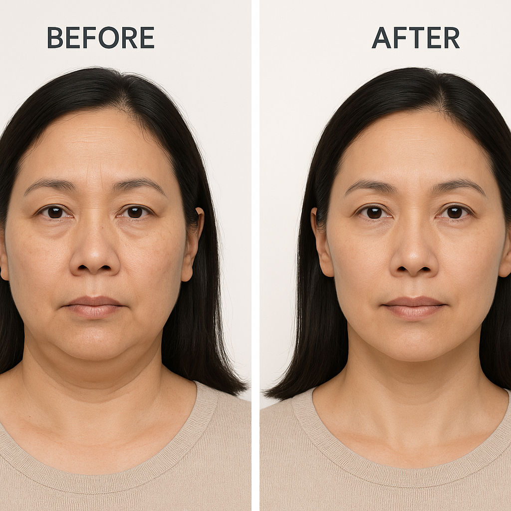 hieu-qua-hifu-vung-mat-nong-cam.png Hình ảnh thực tế cho thấy hiệu quả của HIFU vùng mặt, nọng cằm trong việc tái tạo đường nét hàm và làm săn chắc da.