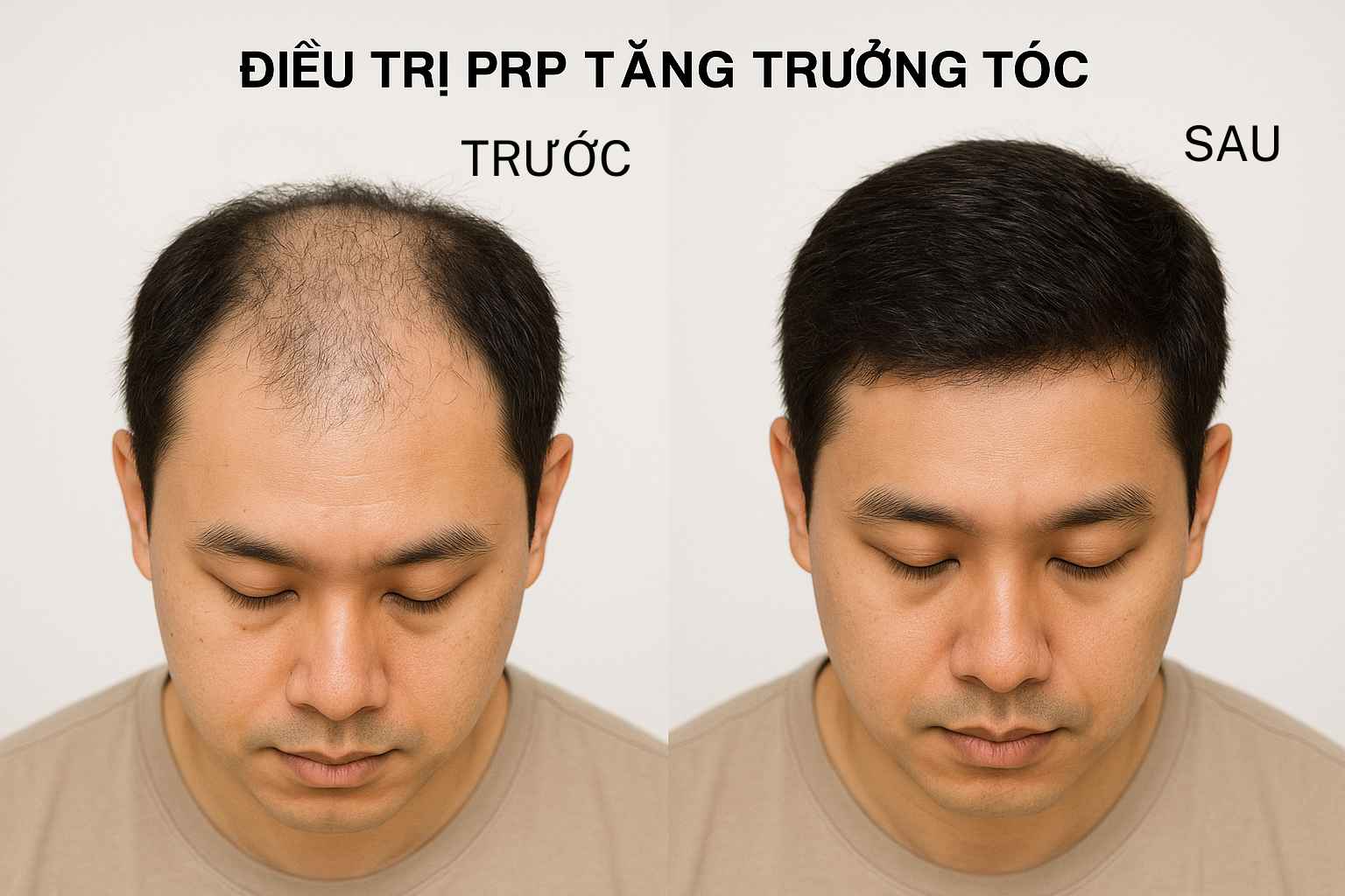 H&igrave;nh ảnh trước v&agrave; sau điều trị rụng t&oacute;c bằng PRP tại Anh Mỹ Clinic.