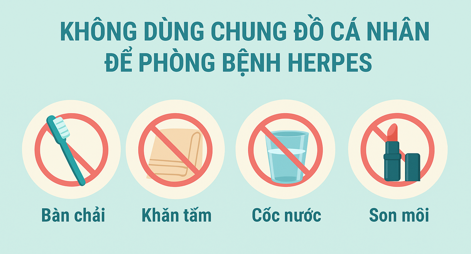 Không dùng chung đồ cá nhân để phòng bệnh herpes