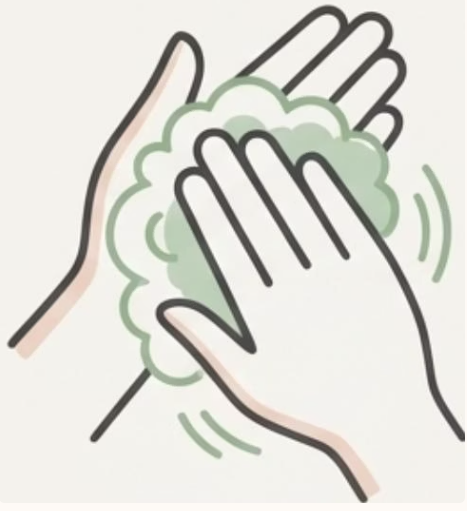 Minh họa bước xoa hai l&ograve;ng b&agrave;n tay để tạo bọt dầu gội thật kỹ trước khi đưa l&ecirc;n da đầu.