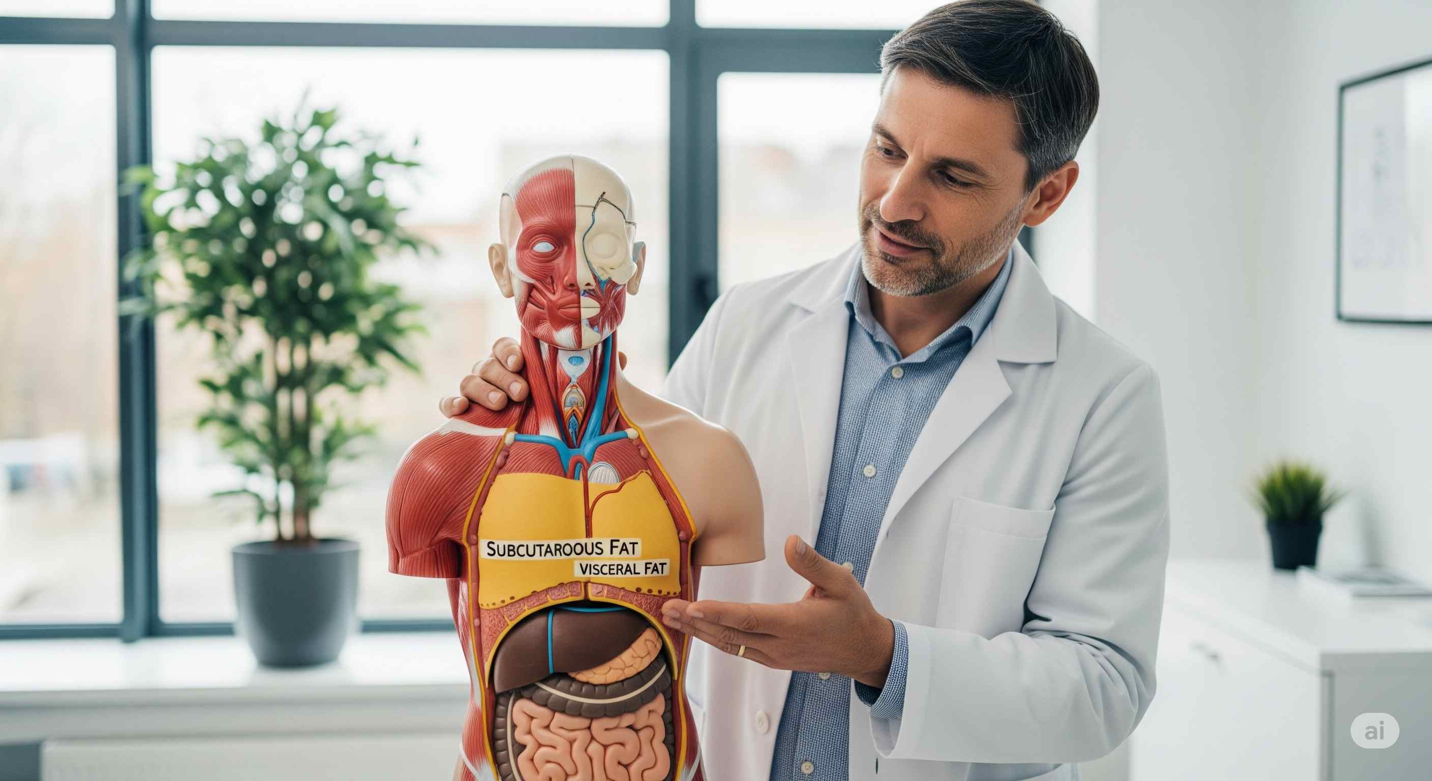 mo-duoi-da-va-mo-noi-tang-anh-my-clinic.jpg Hình ảnh minh họa sự khác biệt giữa mỡ dưới da và mỡ nội tạng – mục tiêu chính của thức uống giảm mỡ bụng.