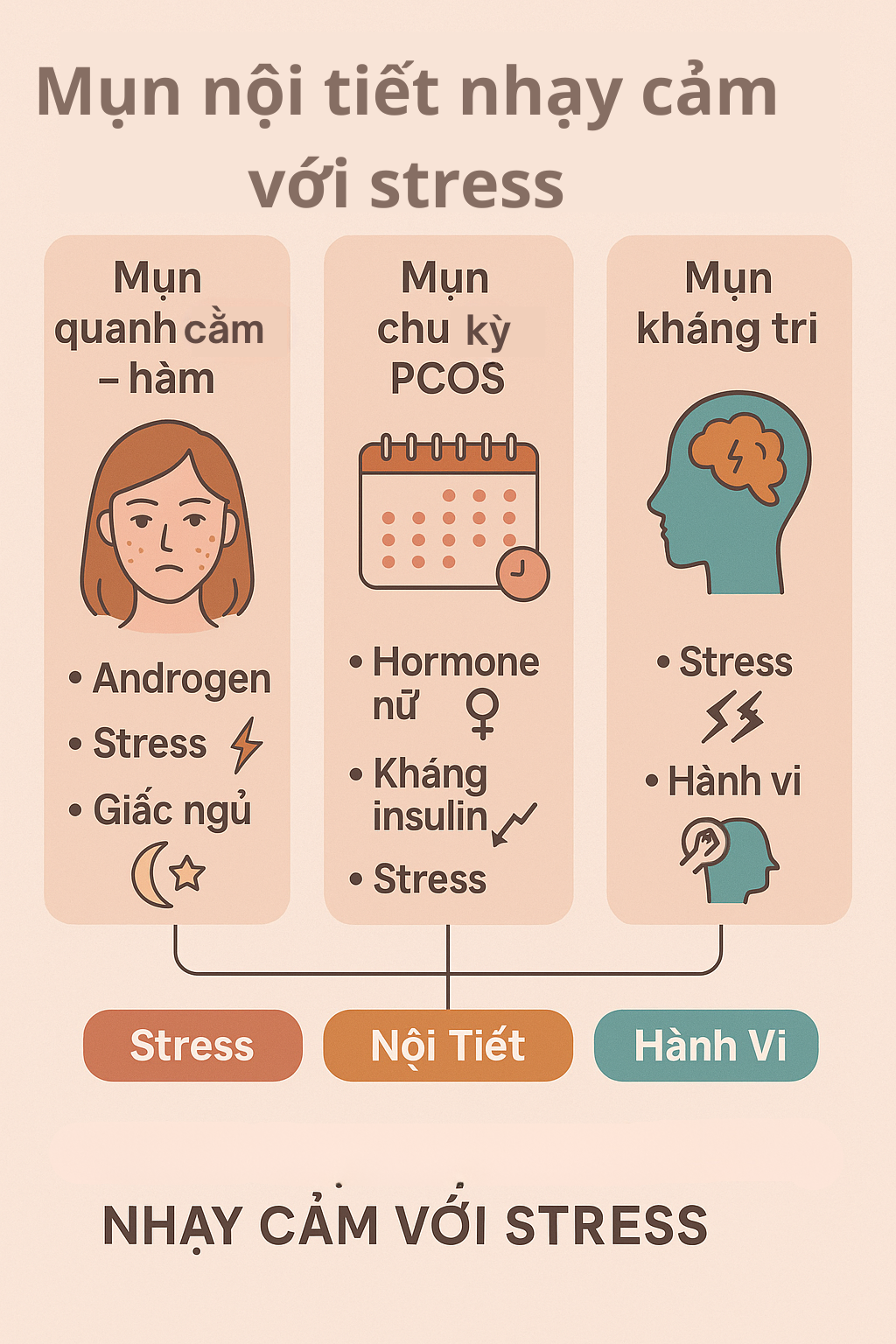 Phân loại mụn nội tiết nhạy cảm với stress